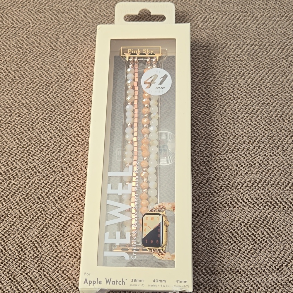 Pink Sky JEWEL Woman's Crystal and Bead Smart Watch Band Fits 41mm